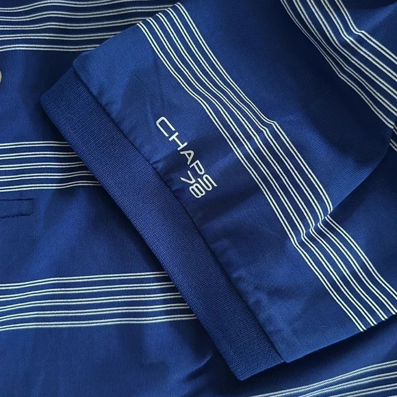 Chaps Golf 78 Men’s Blue Stripe Casual Short Sleeve Golf Polo Shirt Size XLT - Picture 3 of 5